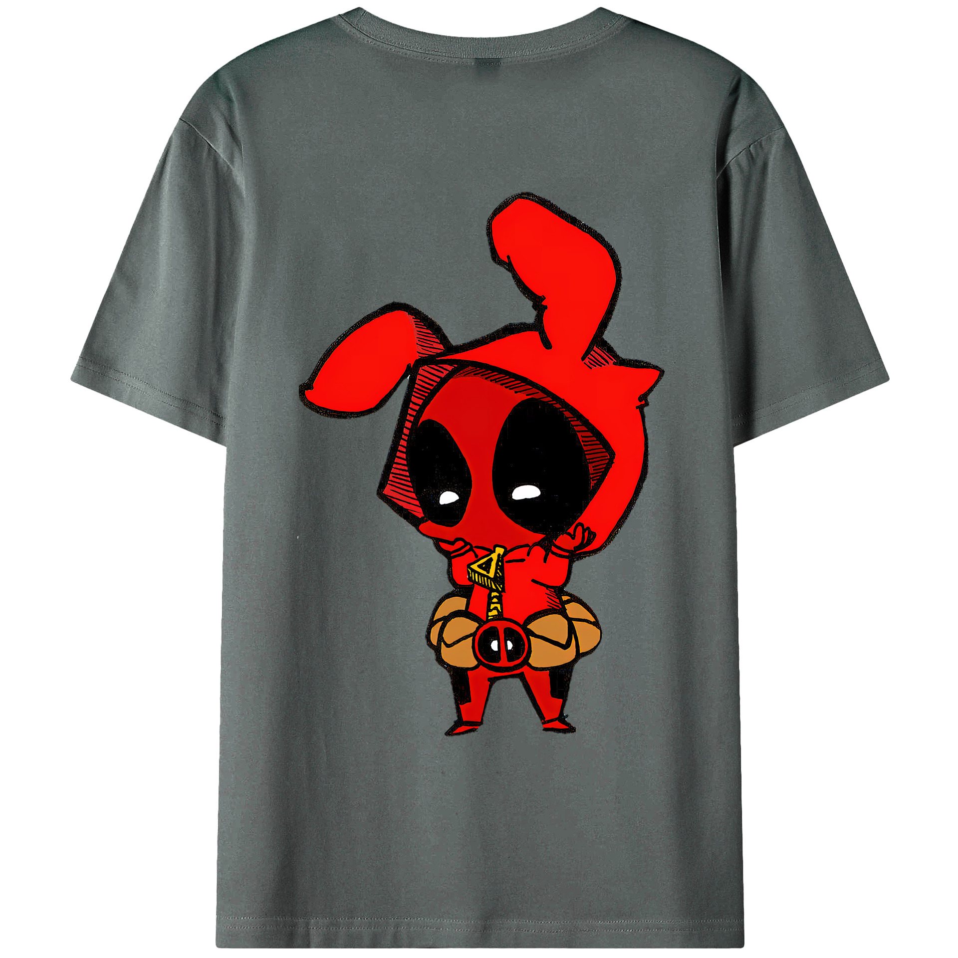 （画像用） Deadpool デッドプール 綿100％ メンズ半袖Tシャツ（バックプリント） 通気性